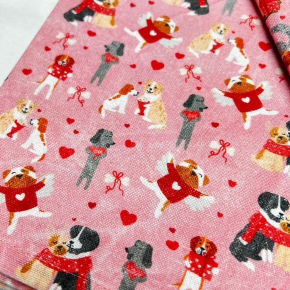 Puppington Kitchen Towels 100% Cotton Puppy Love Feline Valentines Set of 2 - Picture 3 of 7